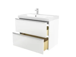 GoodHome Meuble vasque suspendu blanc brillant l.80 cm Imandra + plan vasque blanc résine Mila,* Meuble Vasque