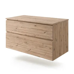 Meuble vasque suspendu effet chêne artisan l.120 cm + plan de toilette, Calao* Meuble Buanderie|Meuble Vasque
