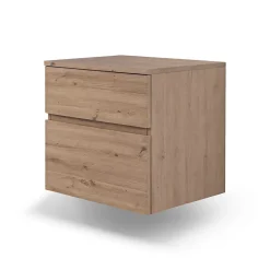 Meuble vasque suspendu effet chêne artisan l.60 cm + plan de toilette, Calao