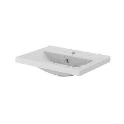 GoodHome Meuble vasque suspendu faible profondeur effet chêne l.50 cm Imandra + plan vasque blanc céramique Nira,* Meuble Vasque|Meuble De Salle De Bains Faible Profondeur