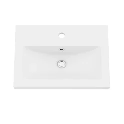 GoodHome Meuble vasque suspendu faible profondeur effet chêne l.50 cm Imandra + plan vasque blanc céramique Nira,* Meuble Vasque|Meuble De Salle De Bains Faible Profondeur