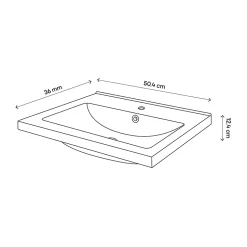 GoodHome Meuble vasque suspendu faible profondeur effet chêne l.50 cm Imandra + plan vasque blanc céramique Nira,* Meuble Vasque|Meuble De Salle De Bains Faible Profondeur