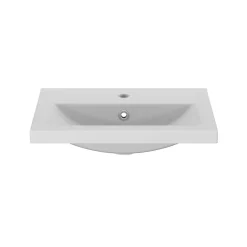 GoodHome Meuble vasque suspendu faible profondeur blanc brillant l.50 cm Imandra + plan vasque blanc céramique Nira,* Meuble De Salle De Bains Faible Profondeur|Meuble Vasque