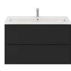 GoodHome Meuble vasque suspendu noir mat l.100 cm Imandra + plan vasque blanc céramique Nira,