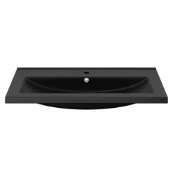 GoodHome Meuble vasque suspendu noir mat l.80 cm Imandra + plan vasque noir céramique Nira,* Meuble Vasque