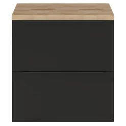 GoodHome Meuble vasque suspendu noir mat l.60 cm Imandra + plan de toilette effet chêne,* Meuble Vasque|Meuble Buanderie