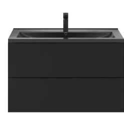 GoodHome Meuble vasque suspendu noir mat l.100 cm Imandra + plan vasque noir céramique Nira,