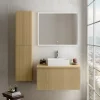 Ipiemme SRL Meuble vasque suspendu plaqué chêne miel strié l.90 cm + plan de toilette plaqué chêne miel, Pura+* Meuble Buanderie