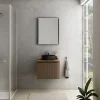 Ipiemme SRL Meuble vasque suspendu plaqué noyer strié l.60 cm + plan de toilette plaqué noyer, Pura+* Meuble Buanderie
