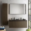 Ipiemme SRL Meuble vasque suspendu plaqué noyer strié l.120 cm + plan vasque noir mat résine pour 2 robinets, Pura+