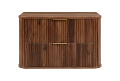3xE Living Meuble vasque suspendu pour salle de bain, chêne noyer, 80,4 x 51,7 x 41,5 cm