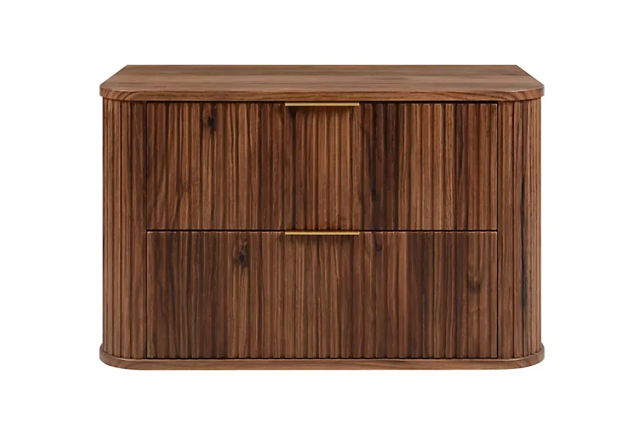 3xE Living Meuble vasque suspendu pour salle de bain, chêne noyer, 80,4 x 51,7 x 41,5 cm
