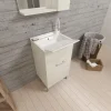 Kiamami Valentina Meuble Évier 45Cm Chêne Blanc Avec Planche À Laver - Pratique