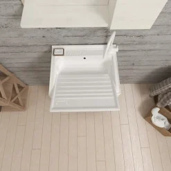 Kiamami Valentina Meuble Évier 45Cm Chêne Blanc Avec Planche À Laver - Pratique