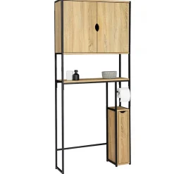 IDMarket Meuble WC 3 en 1 avec armoires de rangement DETROIT design industriel* Meuble Wc