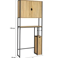 IDMarket Meuble WC 3 en 1 avec armoires de rangement DETROIT design industriel* Meuble Wc