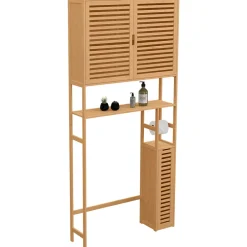 IDMarket Meuble WC 3 en 1 avec armoires de rangement bambou BEA