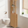 IDMarket Meuble WC 2 portes bambou BEA avec étagères