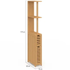 IDMarket Meuble WC 2 portes bambou BEA avec étagères
