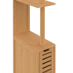 IDMarket Meuble WC 2 portes bambou BEA avec étagères