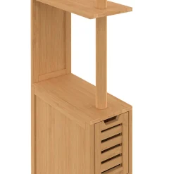 IDMarket Meuble WC 2 portes bambou BEA avec étagères