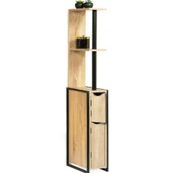 IDMarket Meuble WC 2 portes DETROIT avec étagères design industriel
