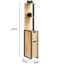 IDMarket Meuble WC 2 portes DETROIT avec étagères design industriel