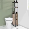 IDMarket Meuble WC 3 portes DETROIT design industriel avec étagères* Meuble De Salle De Bains Faible Profondeur|Meuble Wc