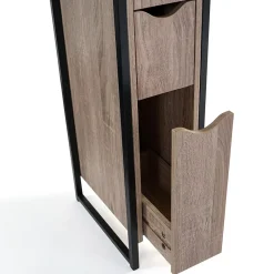 IDMarket Meuble WC 3 portes DETROIT design industriel avec étagères* Meuble De Salle De Bains Faible Profondeur|Meuble Wc