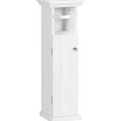 kleankin Meuble WC armoire toilette - porte, support papier - dim. 21L x 17l x 66H cm - blanc* Meuble Wc