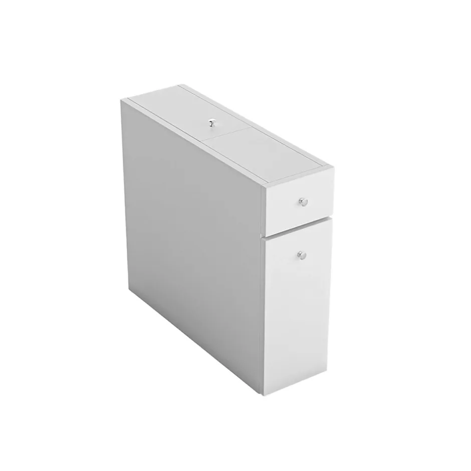 Pier Import Meuble WC blanc, 2 tiroirs rangement 1 porte MARFA* Armoire De Salle De Bains