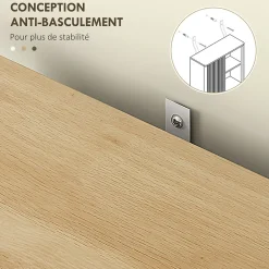 Homcom Meuble WC dessus de toilette style bohème - porte coulissante, étagère, niche - effet bois clair blanc