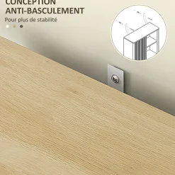 Homcom Meuble WC dessus de toilette style bohème - porte coulissante, étagère, niche - effet bois clair* Meuble Wc
