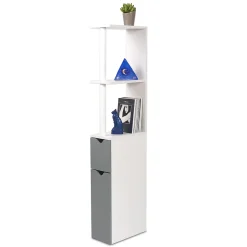 Facility'S Meuble WC effet bois avec 2 portes grises