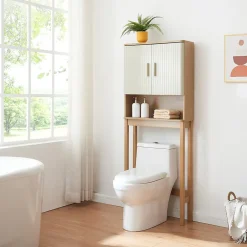 [En.Casa] Meuble WC Ferrersp 160 x 63 x 20 cm effet chêne sable naturel en.casa