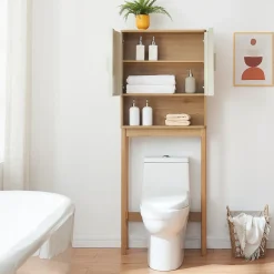 [En.Casa] Meuble WC Ferrersp 160 x 63 x 20 cm effet chêne sable naturel en.casa