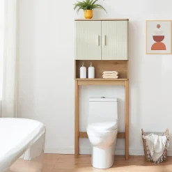 [En.Casa] Meuble WC Ferrersp 160 x 63 x 20 cm effet chêne sable naturel en.casa