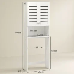 Homcom Meuble WC meuble dessus toilettes style classique chic 2 portes étagère niche blanc