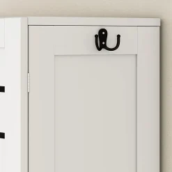 Homcom Meuble WC meuble dessus toilettes style classique chic 2 portes étagère niche blanc