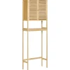 kleankin Meuble WC meuble dessus toilettes style cosy dim. 60L x 23l x 173H cm portes à lattes étagère bambou MDF aspect bois clair* Meuble Wc