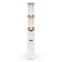 IDMarket Meuble WC étagère WILLY 2 portes motif terrazzo et hêtre