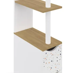 IDMarket Meuble WC étagère WILLY 2 portes motif terrazzo et hêtre