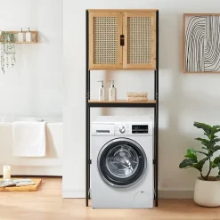 [En.Casa] Meuble WC Tervola 172 x 63 x 27 cm noir naturel en.casa* Meuble Wc