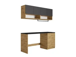 Vente-unique Meubles de buanderie pour machine à laver avec plan de travail - L182 cm - Anthracite et naturel clair - NATAJI* Meuble Buanderie
