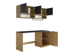 Vente-unique Meubles de buanderie pour machine à laver avec plan de travail - L182 cm - Anthracite et naturel clair - NATAJI* Meuble Buanderie