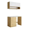Vente-unique Meubles de buanderie pour machine à laver avec plan de travail - L122 cm - Blanc et naturel clair - NATAJI