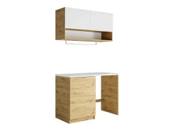 Vente-unique Meubles de buanderie pour machine à laver avec plan de travail - L122 cm - Blanc et naturel clair - NATAJI