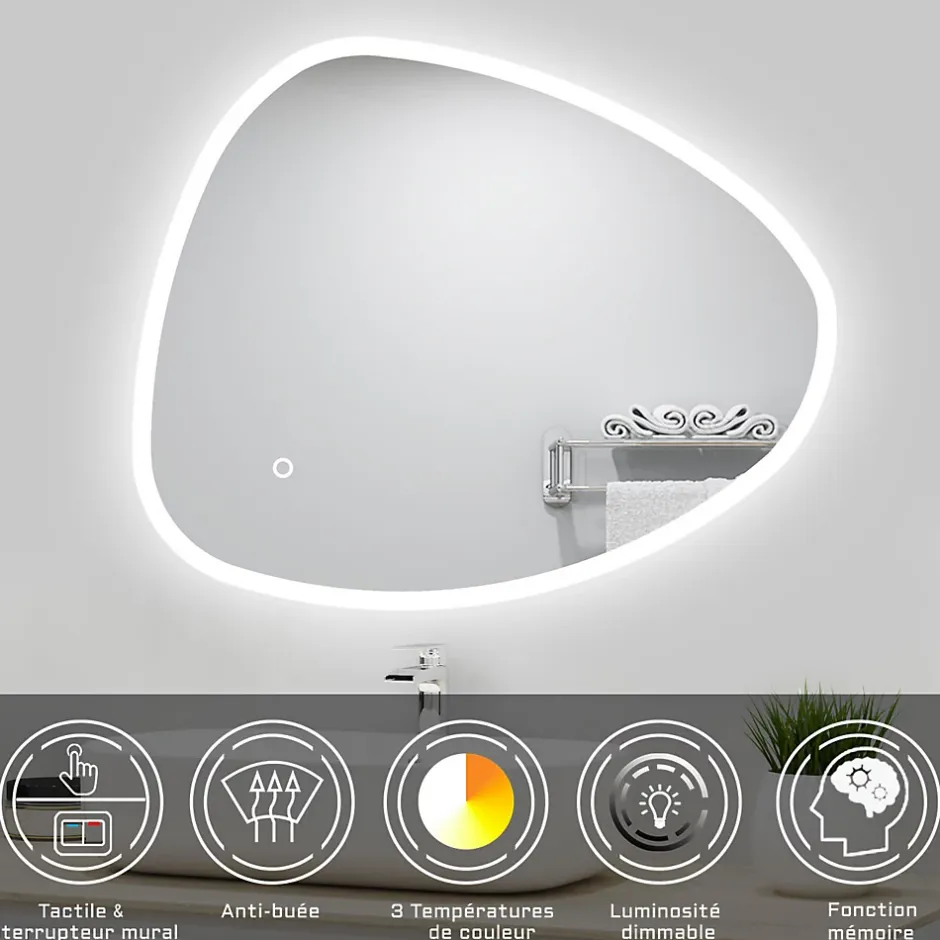 AICA Sanitaire Meubles double vasque 120cm vasque et colonne et miroir 3 couleurs lumineux Chêne Wotan