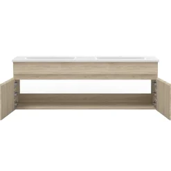 AICA Sanitaire Meubles double vasque 120cm vasque + miroir 3 couleurs lumineux Chêne Wotan* Ensemble Meuble De Salle De Bains