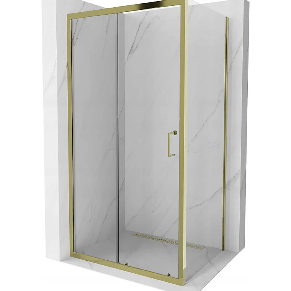 Mexen Apia cabine de douche coulissante 120 x 80 cm, transparent, or - 840-120-080-50-00* Paroi De Douche